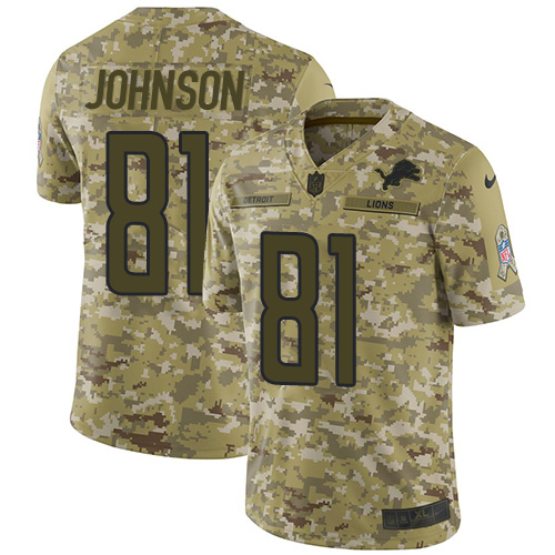Nike Lions #81 Calvin Johnson Camo Youth Stitched NFL Limited 2018 Salute to Service Jersey Nike Lions #81 Calvin Johnson Camo Youth Stitched NFL Limited 2018 Salute to Service Jersey