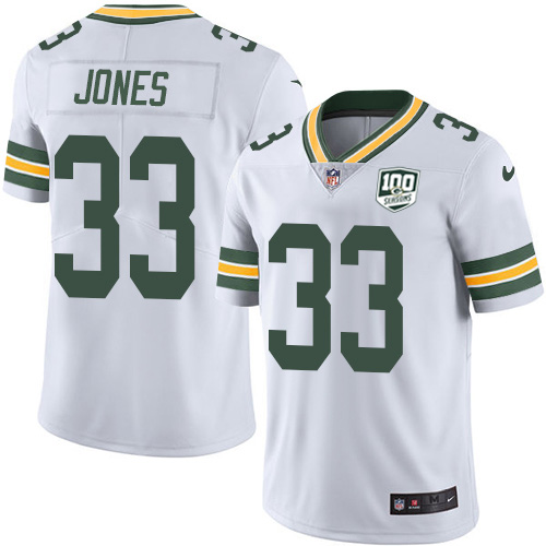 Nike Packers #33 Aaron Jones White Youth 100th Season Stitched NFL Vapor Untouchable Limited Jersey Nike Packers #33 Aaron Jones White Youth 100th Season Stitched NFL Vapor Untouchable Limited Jersey