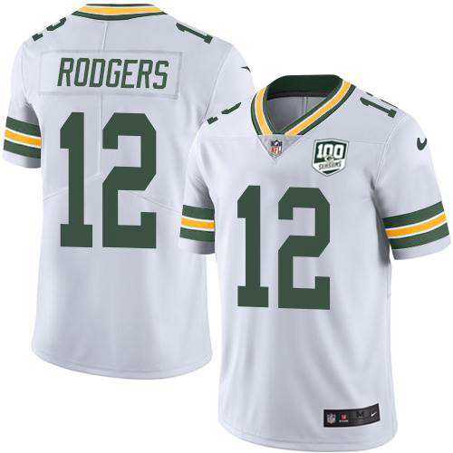 Nike Packers #12 Aaron Rodgers White Youth 100th Season Stitched NFL Vapor Untouchable Limited Jersey Nike Packers #12 Aaron Rodgers White Youth 100th Season Stitched NFL Vapor Untouchable Limited Jersey