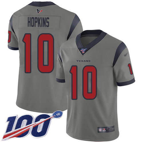 Nike Texans #10 DeAndre Hopkins Gray Youth Stitched NFL Limited Inverted Legend 100th Season Jersey Nike Texans #10 DeAndre Hopkins Gray Youth Stitched NFL Limited Inverted Legend 100th Season Jersey