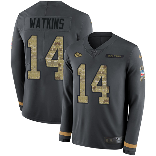 Nike Chiefs #14 Sammy Watkins Anthracite Salute to Service Youth Stitched NFL Limited Therma Long Sleeve Jersey Nike Chiefs #14 Sammy Watkins Anthracite Salute to Service Youth Stitched NFL Limited Therma Long Sleeve Jersey