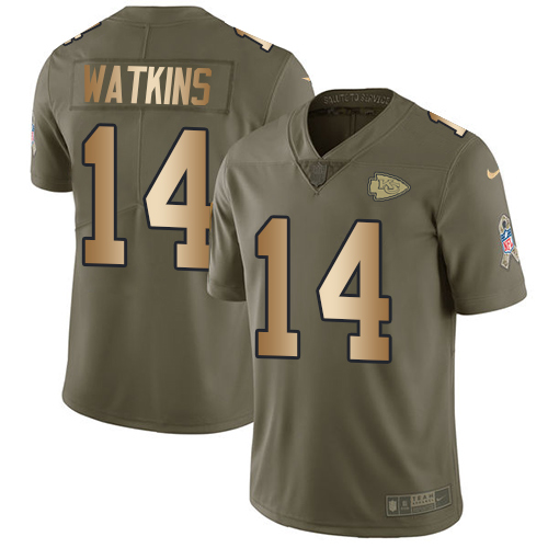 Nike Chiefs #14 Sammy Watkins Olive/Gold Youth Stitched NFL Limited 2017 Salute to Service Jersey Nike Chiefs #14 Sammy Watkins Olive/Gold Youth Stitched NFL Limited 2017 Salute to Service Jersey