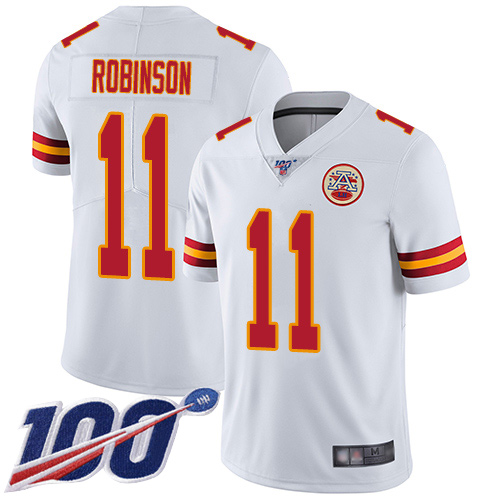 Nike Chiefs #11 Demarcus Robinson White Youth Stitched NFL 100th Season Vapor Limited Jersey Nike Chiefs #11 Demarcus Robinson White Youth Stitched NFL 100th Season Vapor Limited Jersey