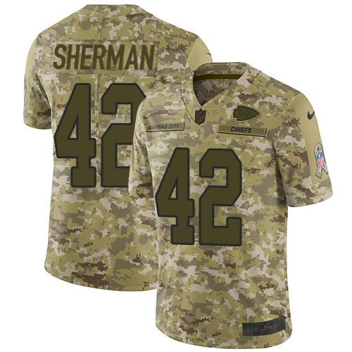 Nike Chiefs #42 Anthony Sherman Camo Youth Stitched NFL Limited 2018 Salute to Service Jersey Nike Chiefs #42 Anthony Sherman Camo Youth Stitched NFL Limited 2018 Salute to Service Jersey