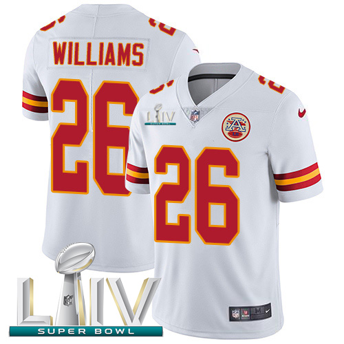 Nike Chiefs #26 Damien Williams White Super Bowl LIV 2020 Youth Stitched NFL Vapor Untouchable Limited Jersey Nike Chiefs #26 Damien Williams White Super Bowl LIV 2020 Youth Stitched NFL Vapor Untouchable Limited Jersey