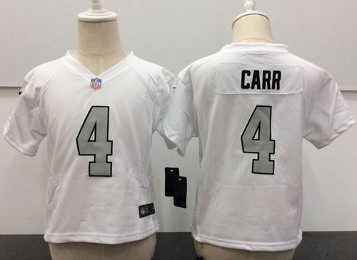 Toddler Nike Raiders #4 Derek Carr White Rush Stitched NFL Elite Jersey Toddler Nike Raiders #4 Derek Carr White Rush Stitched NFL Elite Jersey