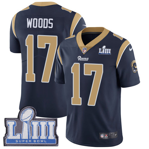 Nike Rams #17 Robert Woods Navy Blue Team Color Super Bowl LIII Bound Youth Stitched NFL Vapor Untouchable Limited Jersey Nike Rams #17 Robert Woods Navy Blue Team Color Super Bowl LIII Bound Youth Stitched NFL Vapor Untouchable Limited Jersey