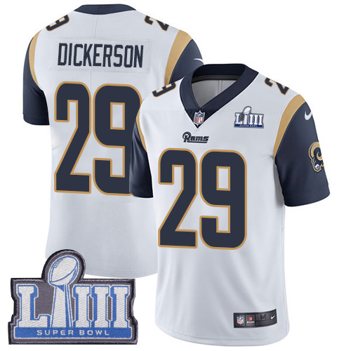Nike Rams #29 Eric Dickerson White Super Bowl LIII Bound Youth Stitched NFL Vapor Untouchable Limited Jersey Nike Rams #29 Eric Dickerson White Super Bowl LIII Bound Youth Stitched NFL Vapor Untouchable Limited Jersey