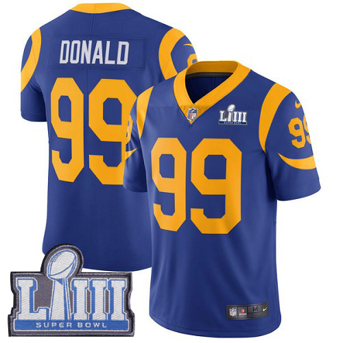 Nike Rams #99 Aaron Donald Royal Blue Alternate Super Bowl LIII Bound Youth Stitched NFL Vapor Untouchable Limited Jersey Nike Rams #99 Aaron Donald Royal Blue Alternate Super Bowl LIII Bound Youth Stitched NFL Vapor Untouchable Limited Jersey