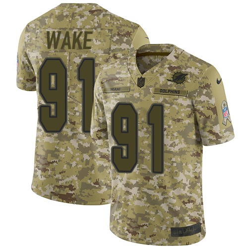 Nike Dolphins #91 Cameron Wake Camo Youth Stitched NFL Limited 2018 Salute to Service Jersey Nike Dolphins #91 Cameron Wake Camo Youth Stitched NFL Limited 2018 Salute to Service Jersey