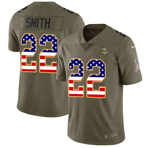 Nike Vikings #22 Harrison Smith Olive/USA Flag Youth Stitched NFL Limited 2017 Salute to Service Jersey Nike Vikings #22 Harrison Smith Olive/USA Flag Youth Stitched NFL Limited 2017 Salute to Service Jersey