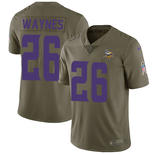 Nike Vikings #26 Trae Waynes Olive Youth Stitched NFL Limited 2017 Salute to Service Jersey Nike Vikings #26 Trae Waynes Olive Youth Stitched NFL Limited 2017 Salute to Service Jersey