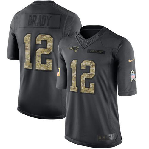Nike Patriots #12 Tom Brady Black Youth Stitched NFL Limited 2016 Salute to Service Jersey Nike Patriots #12 Tom Brady Black Youth Stitched NFL Limited 2016 Salute to Service Jersey