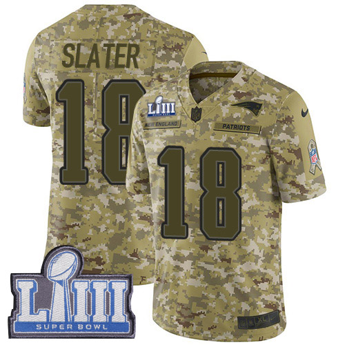 Nike Patriots #18 Matt Slater Camo Super Bowl LIII Bound Youth Stitched NFL Limited 2018 Salute to Service Jersey Nike Patriots #18 Matt Slater Camo Super Bowl LIII Bound Youth Stitched NFL Limited 2018 Salute to Service Jersey