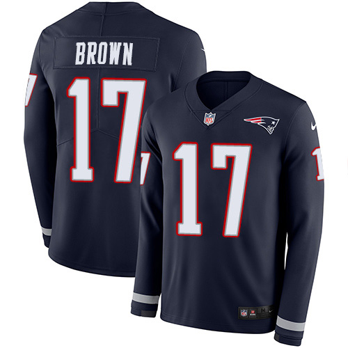 Nike Patriots #17 Antonio Brown Navy Blue Team Color Youth Stitched NFL Limited Therma Long Sleeve Jersey Nike Patriots #17 Antonio Brown Navy Blue Team Color Youth Stitched NFL Limited Therma Long Sleeve Jersey