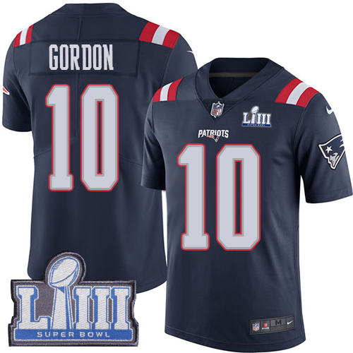 Nike Patriots #10 Josh Gordon Navy Blue Super Bowl LIII Bound Youth Stitched NFL Limited Rush Jersey Nike Patriots #10 Josh Gordon Navy Blue Super Bowl LIII Bound Youth Stitched NFL Limited Rush Jersey