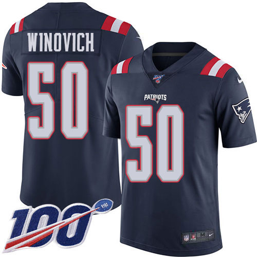 Nike Patriots #50 Chase Winovich Navy Blue Youth Stitched NFL Limited Rush 100th Season Jersey Nike Patriots #50 Chase Winovich Navy Blue Youth Stitched NFL Limited Rush 100th Season Jersey