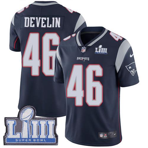 Nike Patriots #46 James Develin Navy Blue Team Color Super Bowl LIII Bound Youth Stitched NFL Vapor Untouchable Limited Jersey Nike Patriots #46 James Develin Navy Blue Team Color Super Bowl LIII Bound Youth Stitched NFL Vapor Untouchable Limited Jersey