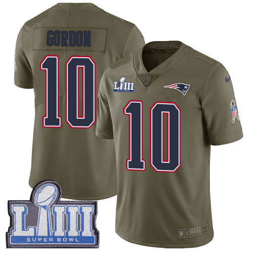 Nike Patriots #10 Josh Gordon Olive Super Bowl LIII Bound Youth Stitched NFL Limited 2017 Salute to Service Jersey Nike Patriots #10 Josh Gordon Olive Super Bowl LIII Bound Youth Stitched NFL Limited 2017 Salute to Service Jersey