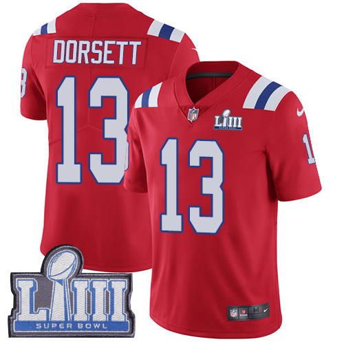 Nike Patriots #13 Phillip Dorsett Red Alternate Super Bowl LIII Bound Youth Stitched NFL Vapor Untouchable Limited Jersey Nike Patriots #13 Phillip Dorsett Red Alternate Super Bowl LIII Bound Youth Stitched NFL Vapor Untouchable Limited Jersey