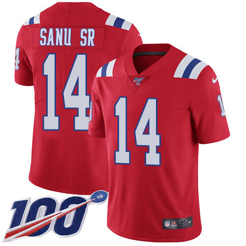 Nike Patriots #14 Mohamed Sanu Sr Red Alternate Youth Stitched NFL 100th Season Vapor Untouchable Limited Jersey Nike Patriots #14 Mohamed Sanu Sr Red Alternate Youth Stitched NFL 100th Season Vapor Untouchable Limited Jersey