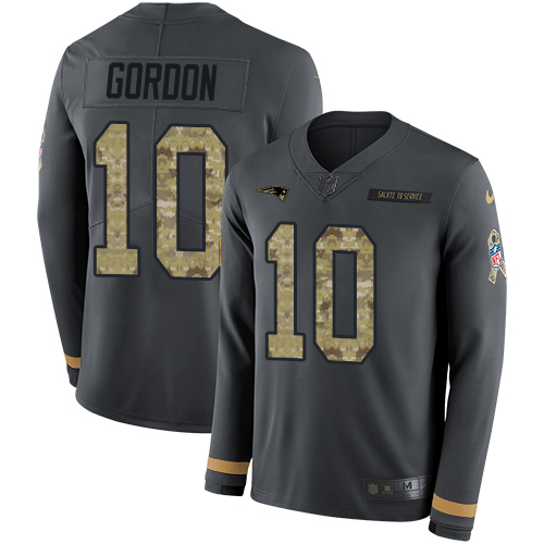 Nike Patriots #10 Josh Gordon Anthracite Salute to Service Youth Stitched NFL Limited Therma Long Sleeve Jersey Nike Patriots #10 Josh Gordon Anthracite Salute to Service Youth Stitched NFL Limited Therma Long Sleeve Jersey