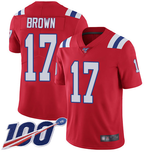 Nike Patriots #17 Antonio Brown Red Alternate Youth Stitched NFL 100th Season Vapor Limited Jersey Nike Patriots #17 Antonio Brown Red Alternate Youth Stitched NFL 100th Season Vapor Limited Jersey