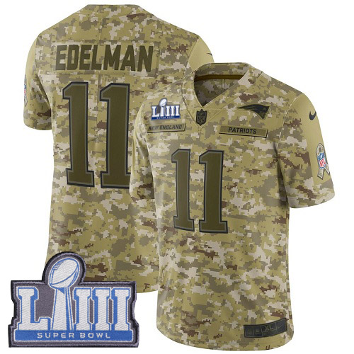 Nike Patriots #11 Julian Edelman Camo Super Bowl LIII Bound Youth Stitched NFL Limited 2018 Salute to Service Jersey Nike Patriots #11 Julian Edelman Camo Super Bowl LIII Bound Youth Stitched NFL Limited 2018 Salute to Service Jersey
