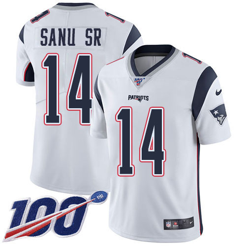 Nike Patriots #14 Mohamed Sanu Sr White Youth Stitched NFL 100th Season Vapor Untouchable Limited Jersey Nike Patriots #14 Mohamed Sanu Sr White Youth Stitched NFL 100th Season Vapor Untouchable Limited Jersey