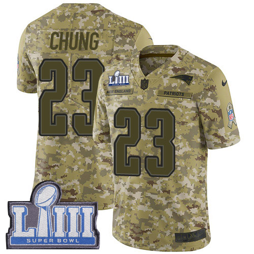 Nike Patriots #23 Patrick Chung Camo Super Bowl LIII Bound Youth Stitched NFL Limited 2018 Salute to Service Jersey Nike Patriots #23 Patrick Chung Camo Super Bowl LIII Bound Youth Stitched NFL Limited 2018 Salute to Service Jersey