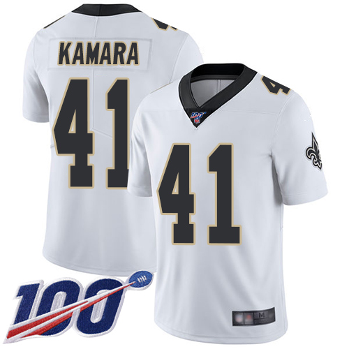Nike Saints #41 Alvin Kamara White Youth Stitched NFL 100th Season Vapor Limited Jersey Nike Saints #41 Alvin Kamara White Youth Stitched NFL 100th Season Vapor Limited Jersey