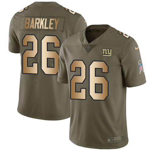 Nike Giants #26 Saquon Barkley Olive/Gold Youth Stitched NFL Limited 2017 Salute to Service Jersey Nike Giants #26 Saquon Barkley Olive/Gold Youth Stitched NFL Limited 2017 Salute to Service Jersey
