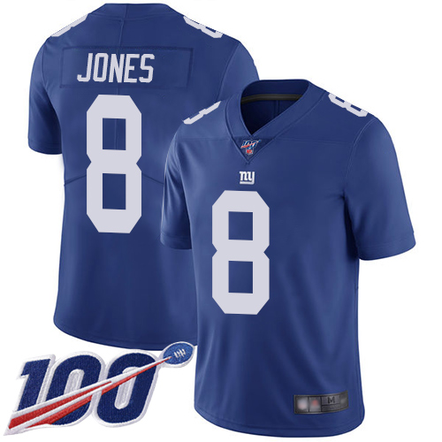 Nike Giants #8 Daniel Jones Royal Blue Team Color Youth Stitched NFL 100th Season Vapor Limited Jersey Nike Giants #8 Daniel Jones Royal Blue Team Color Youth Stitched NFL 100th Season Vapor Limited Jersey