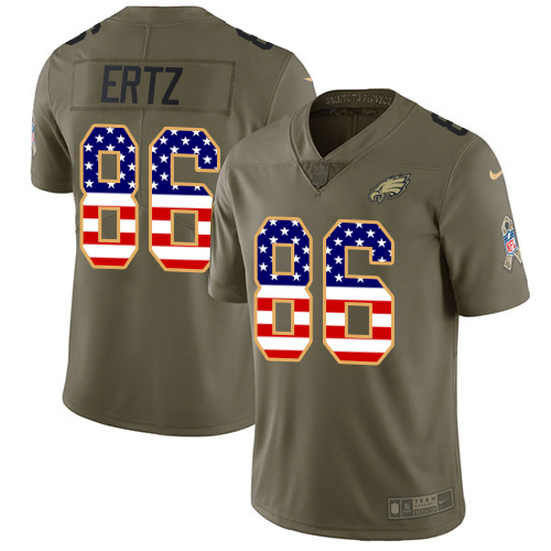 Nike Eagles #86 Zach Ertz Olive/USA Flag Youth Stitched NFL Limited 2017 Salute to Service Jersey Nike Eagles #86 Zach Ertz Olive/USA Flag Youth Stitched NFL Limited 2017 Salute to Service Jersey