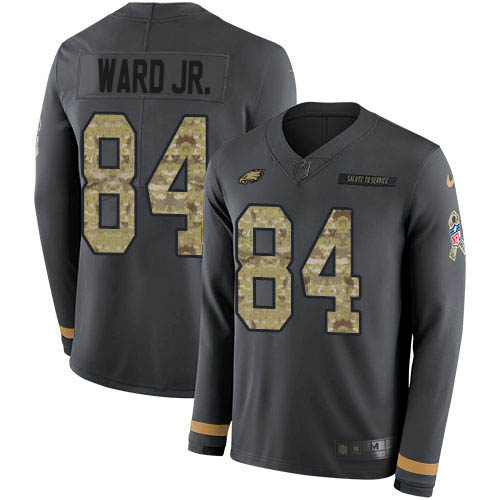Nike Eagles #84 Greg Ward Jr. Anthracite Salute to Service Youth Stitched NFL Limited Therma Long Sleeve Jersey Nike Eagles #84 Greg Ward Jr. Anthracite Salute to Service Youth Stitched NFL Limited Therma Long Sleeve Jersey