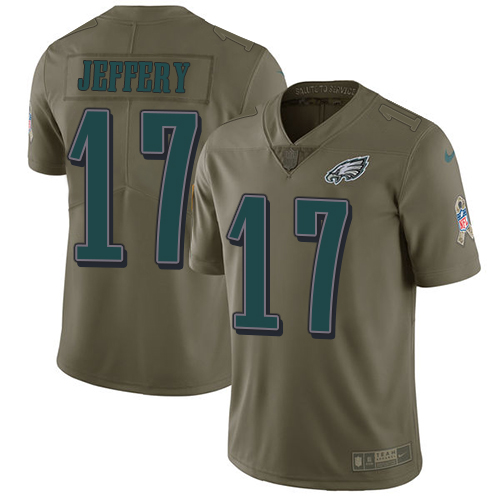 Nike Eagles #17 Alshon Jeffery Olive Youth Stitched NFL Limited 2017 Salute to Service Jersey Nike Eagles #17 Alshon Jeffery Olive Youth Stitched NFL Limited 2017 Salute to Service Jersey