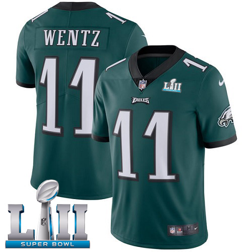 Nike Eagles #11 Carson Wentz Midnight Green Team Color Super Bowl LII Youth Stitched NFL Vapor Untouchable Limited Jersey Nike Eagles #11 Carson Wentz Midnight Green Team Color Super Bowl LII Youth Stitched NFL Vapor Untouchable Limited Jersey