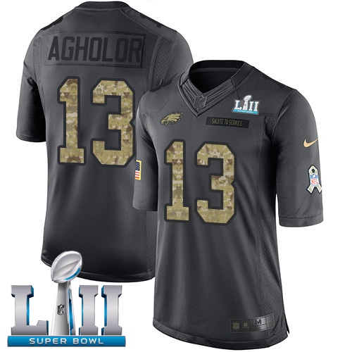 Nike Eagles #13 Nelson Agholor Black Super Bowl LII Youth Stitched NFL Limited 2016 Salute to Service Jersey Nike Eagles #13 Nelson Agholor Black Super Bowl LII Youth Stitched NFL Limited 2016 Salute to Service Jersey
