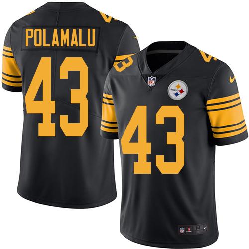 Nike Steelers #43 Troy Polamalu Black Youth Stitched NFL Limited Rush Jersey Nike Steelers #43 Troy Polamalu Black Youth Stitched NFL Limited Rush Jersey