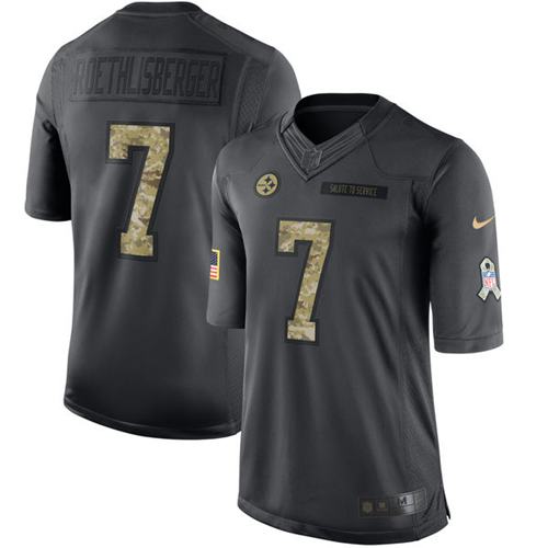 Nike Steelers #7 Ben Roethlisberger Black Youth Stitched NFL Limited 2016 Salute to Service Jersey Nike Steelers #7 Ben Roethlisberger Black Youth Stitched NFL Limited 2016 Salute to Service Jersey