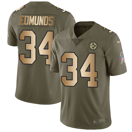 Nike Steelers #34 Terrell Edmunds Olive/Gold Youth Stitched NFL Limited 2017 Salute to Service Jersey Nike Steelers #34 Terrell Edmunds Olive/Gold Youth Stitched NFL Limited 2017 Salute to Service Jersey