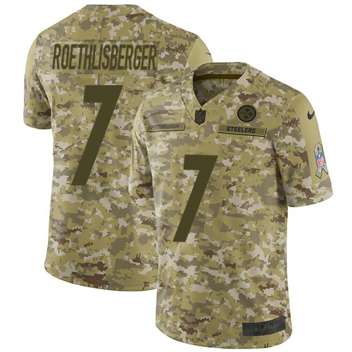 Nike Steelers #7 Ben Roethlisberger Camo Youth Stitched NFL Limited 2018 Salute to Service Jersey Nike Steelers #7 Ben Roethlisberger Camo Youth Stitched NFL Limited 2018 Salute to Service Jersey