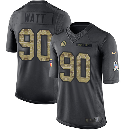 Nike Steelers #90 T. J. Watt Black Youth Stitched NFL Limited 2016 Salute to Service Jersey Nike Steelers #90 T. J. Watt Black Youth Stitched NFL Limited 2016 Salute to Service Jersey