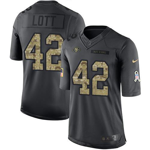 Nike 49ers #42 Ronnie Lott Black Youth Stitched NFL Limited 2016 Salute to Service Jersey Nike 49ers #42 Ronnie Lott Black Youth Stitched NFL Limited 2016 Salute to Service Jersey