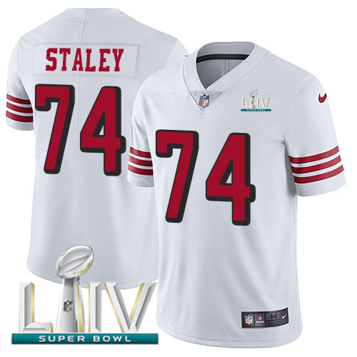 Nike 49ers #74 Joe Staley White Super Bowl LIV 2020 Rush Youth Stitched NFL Vapor Untouchable Limited Jersey Nike 49ers #74 Joe Staley White Super Bowl LIV 2020 Rush Youth Stitched NFL Vapor Untouchable Limited Jersey