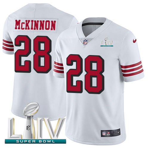 Nike 49ers #28 Jerick McKinnon White Super Bowl LIV 2020 Rush Youth Stitched NFL Vapor Untouchable Limited Jersey Nike 49ers #28 Jerick McKinnon White Super Bowl LIV 2020 Rush Youth Stitched NFL Vapor Untouchable Limited Jersey