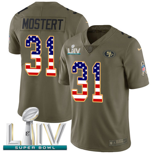 Nike 49ers #31 Raheem Mostert Olive/USA Flag Super Bowl LIV 2020 Youth Stitched NFL Limited 2017 Salute To Service Jersey Nike 49ers #31 Raheem Mostert Olive/USA Flag Super Bowl LIV 2020 Youth Stitched NFL Limited 2017 Salute To Service Jersey