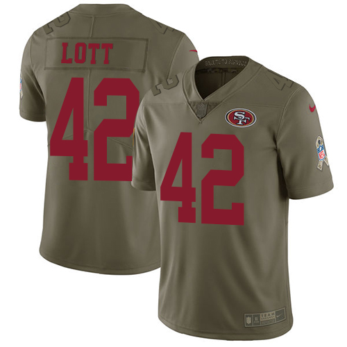 Nike 49ers #42 Ronnie Lott Olive Youth Stitched NFL Limited 2017 Salute to Service Jersey Nike 49ers #42 Ronnie Lott Olive Youth Stitched NFL Limited 2017 Salute to Service Jersey