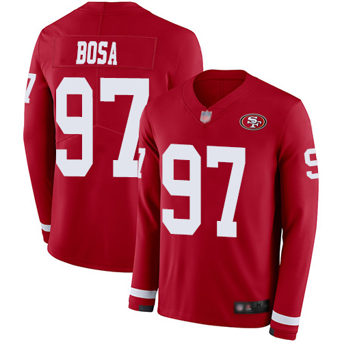 Nike 49ers #97 Nick Bosa Red Team Color Youth Stitched NFL Limited Therma Long Sleeve Jersey Nike 49ers #97 Nick Bosa Red Team Color Youth Stitched NFL Limited Therma Long Sleeve Jersey