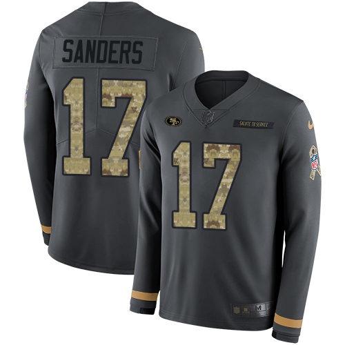 Nike 49ers #17 Emmanuel Sanders Anthracite Salute to Service Youth Stitched NFL Limited Therma Long Sleeve Jersey Nike 49ers #17 Emmanuel Sanders Anthracite Salute to Service Youth Stitched NFL Limited Therma Long Sleeve Jersey